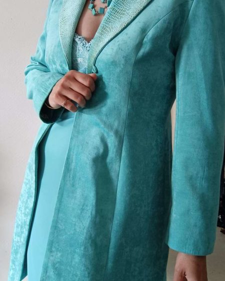 veste en velours bleu turquoise vintage