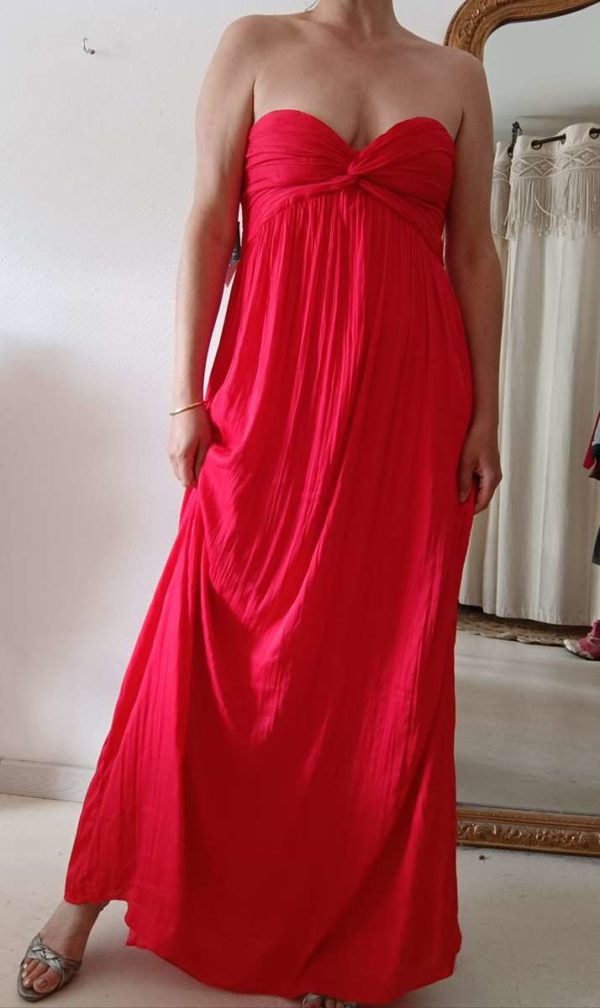 robe drapée longue rouge