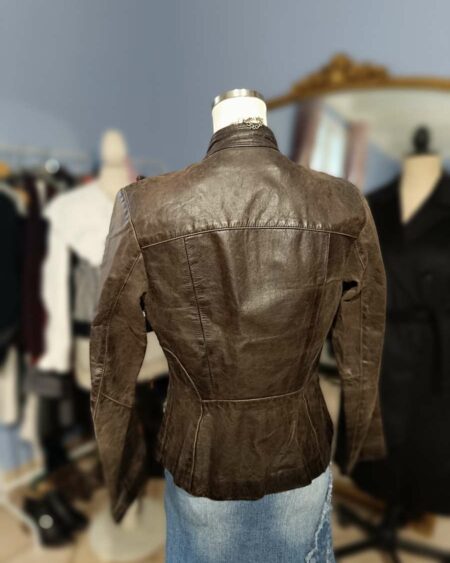 veste en cuir marron vintage