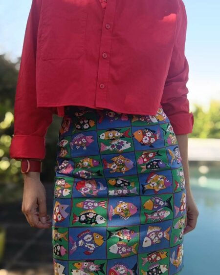 Jupe vintage en coton taille haute t40