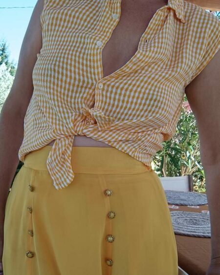 Top boutonné jaune t38