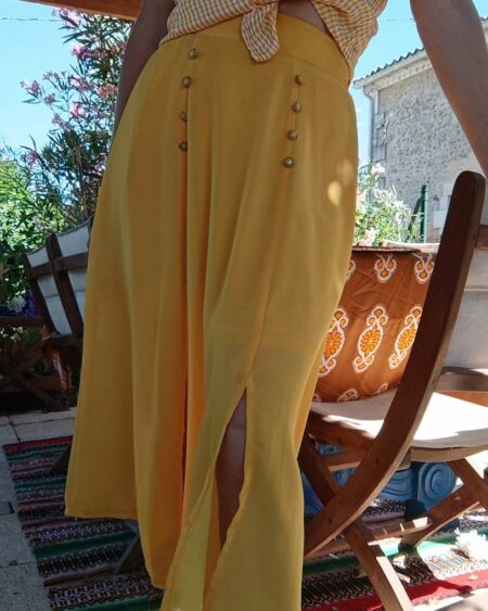 Jupe fluide jaune vintage neuve t38