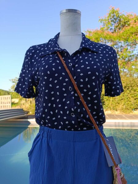 Top en jersey bleu marine t36