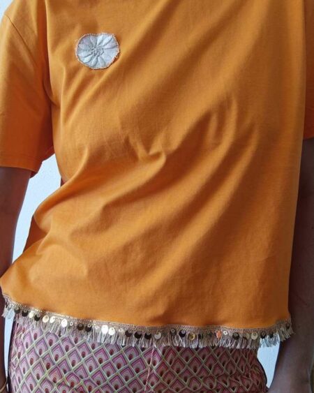 Tee shirt orange upcyclé Psychofripes t40/42