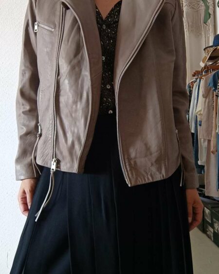 Perfecto gris en cuir véritable t42
