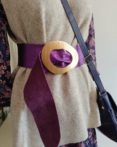 Ceinture en cuir violette t unique