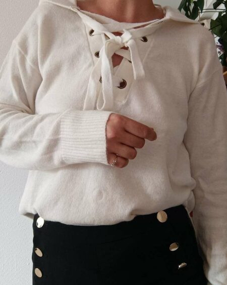 Pull à capuche oversize blanc t38