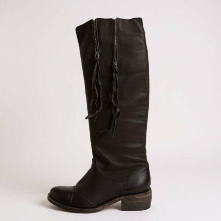 Bottes cuir véritable noires hautes P36