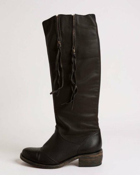 Bottes cuir véritable noires hautes P36