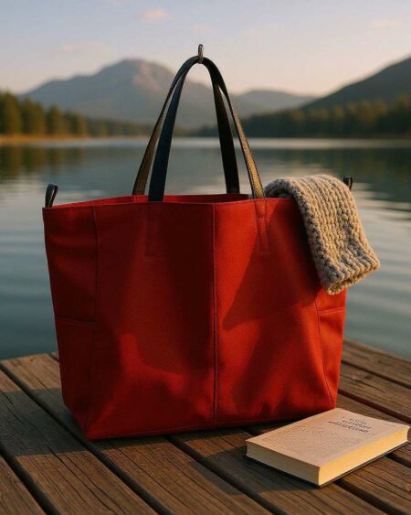 Cabas cuir daim véritable rouge