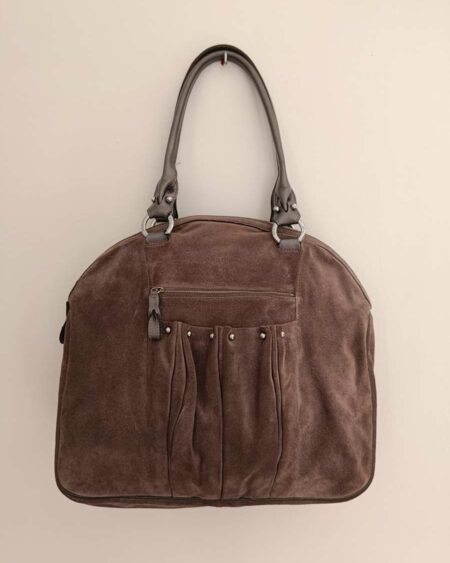 Sac en daim Lonchamp gris et argent