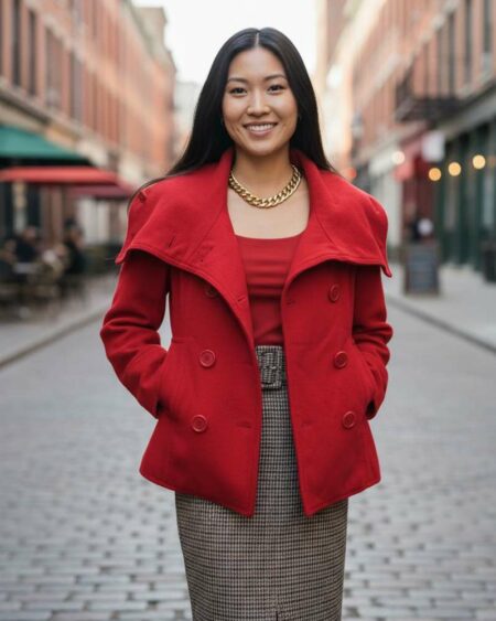 Manteau court rouge t36