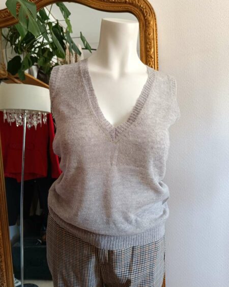 Maille pull sans manche gris t46
