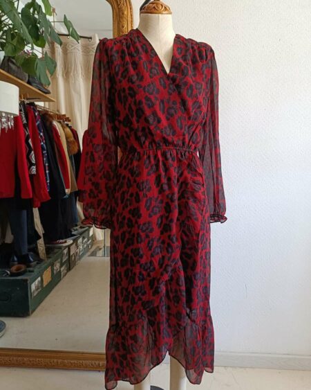 Robe longue léopard rouge t40