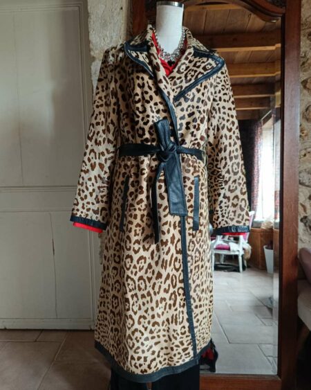 Trench en cuir poulain léopard vintage t38