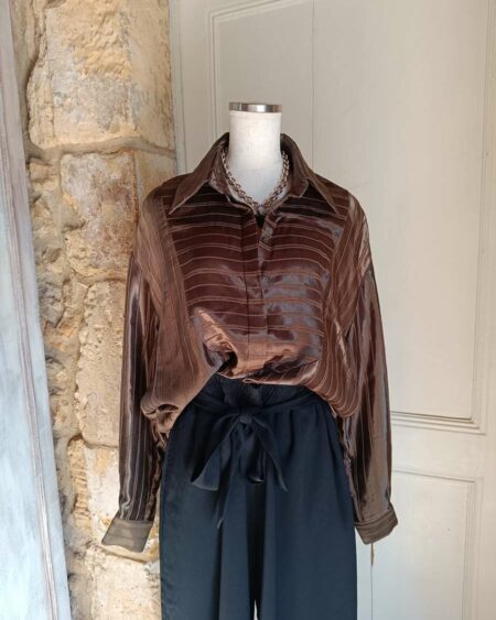 Blouse fluide satinée kaki t38