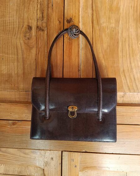 Sac en cuir lézard véritable vintage