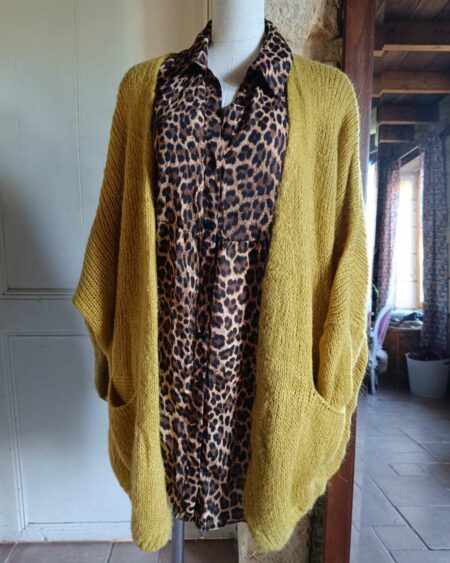 Gilet moutarde laine mohair t unique