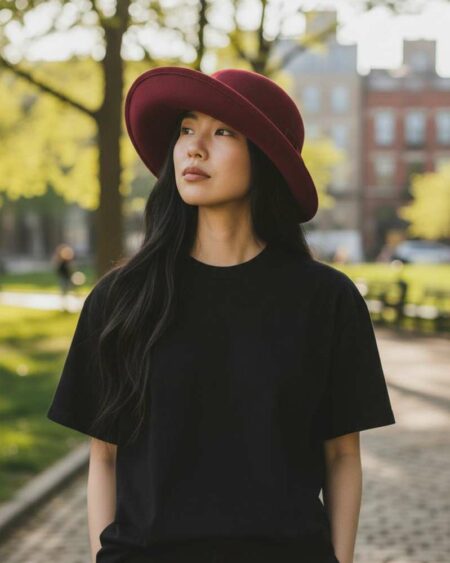 Chapeau en laine bordeaux t55