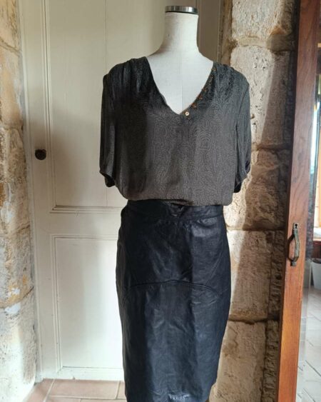 Jupe en cuir vintage t38