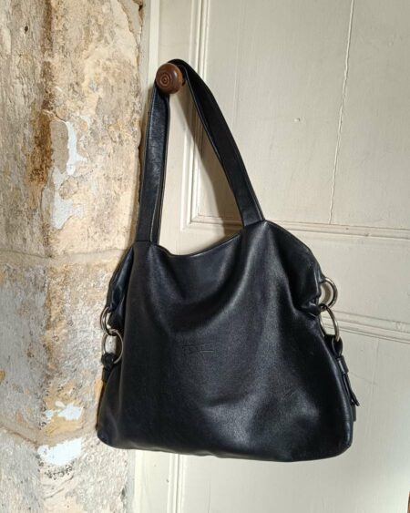 Grand sac noir cuir Texier