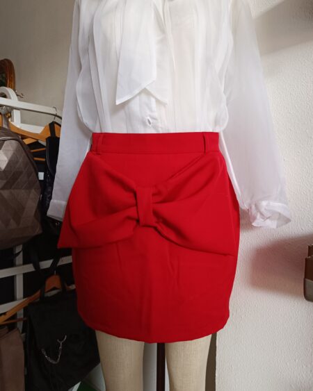 Jupe upcyclée rouge t40