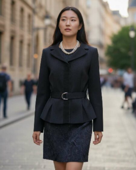 Blazer noir plissé t38