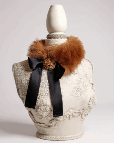 Col fourrure fouine antique upcyclé avec noeud
