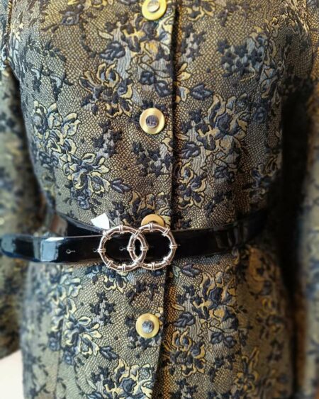 Ceinture en cuir vernie noire t42