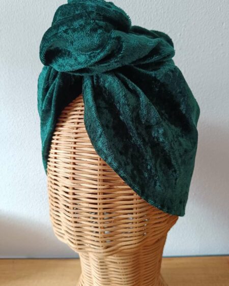 Turban torsadé velours vert