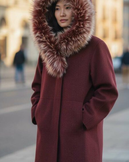 Manteau réversible col marmotte – Laine vierge – Taille 38/40