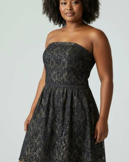 Robe bustier dentelle dorée t44