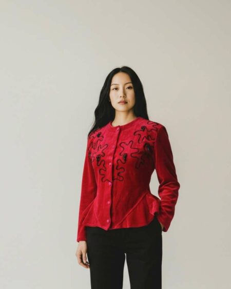 Top en velours rouge t40