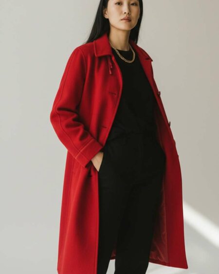 Manteau en laine vintage rouge t40