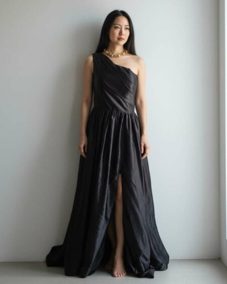 Robe de bal en satin noir – Taille 38
