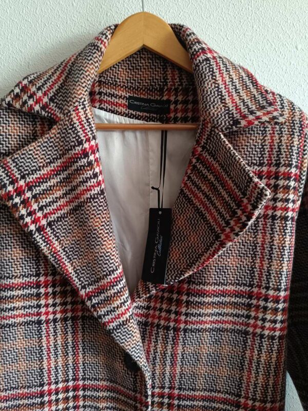 Manteau long à carreaux en laine vierge – Confection italienne – Taille 40/42