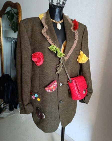 Blazer en laine customisé unique t44