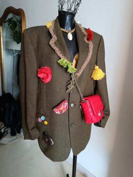 Blazer en laine customisé unique t44