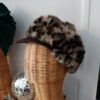 Casquette vintage léopard en fausse fourrure – Taille unique