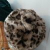Casquette vintage léopard en fausse fourrure – Taille unique