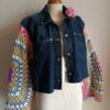 Veste en jean Levi’s upcyclée – Manches crochet – Taille 42/44