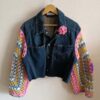 Veste en jean Levi’s upcyclée – Manches crochet – Taille 42/44