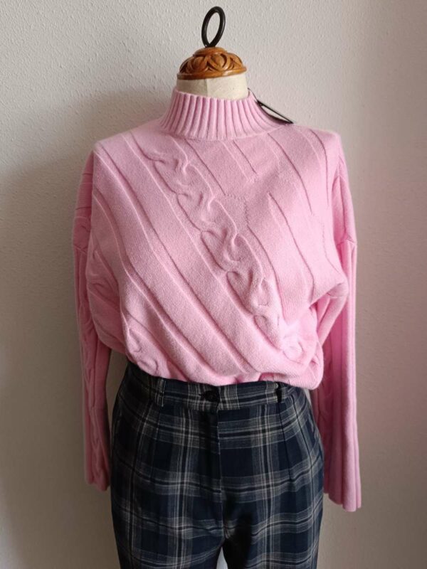 Pull Natacha rose asymétrique – Taille unique