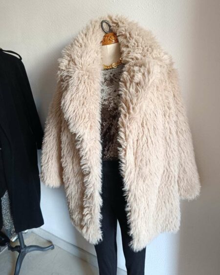 Manteau fausse fourrure H&M – Beige – Taille 36