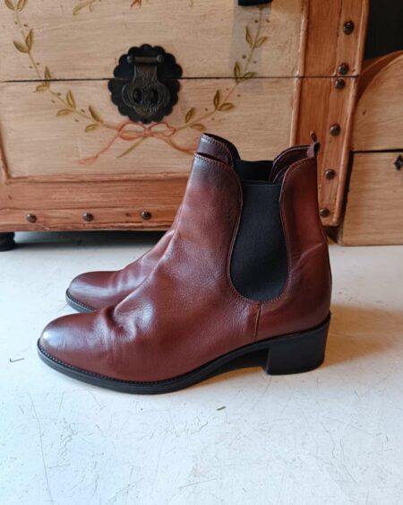 Bottines en cuir marron – Talon 5 cm – Pointure 41
