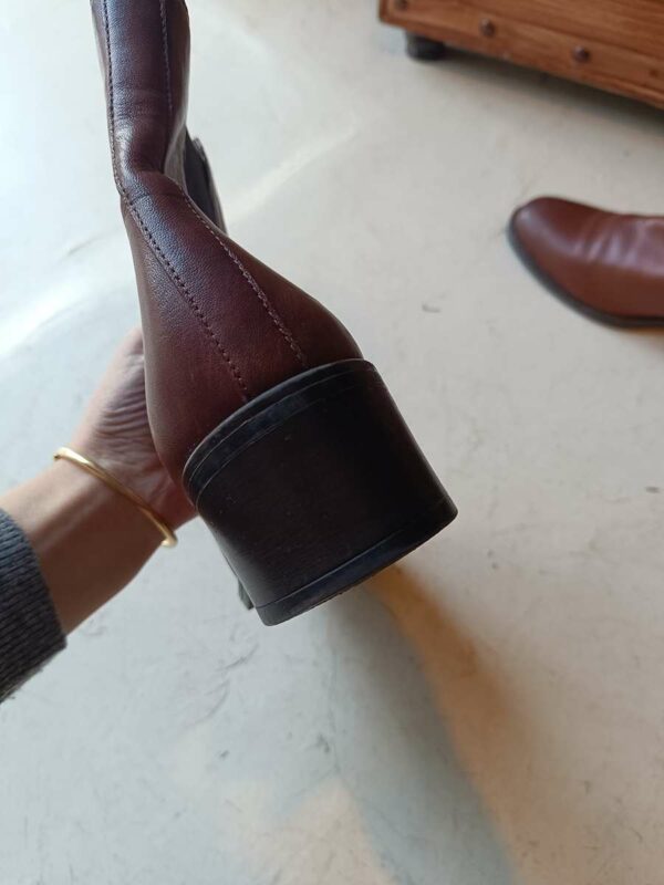Bottines en cuir marron – Talon 5 cm – Pointure 41