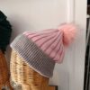 Bonnet en laine et angora – Rose et gris – Taille unique