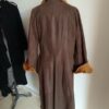 Manteau long en cuir vintage – Doublure fourrure – Taille 38
