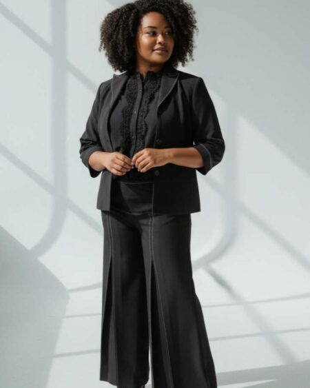 Ensemble jupe-culotte noir vintage Y2K – Taille 44