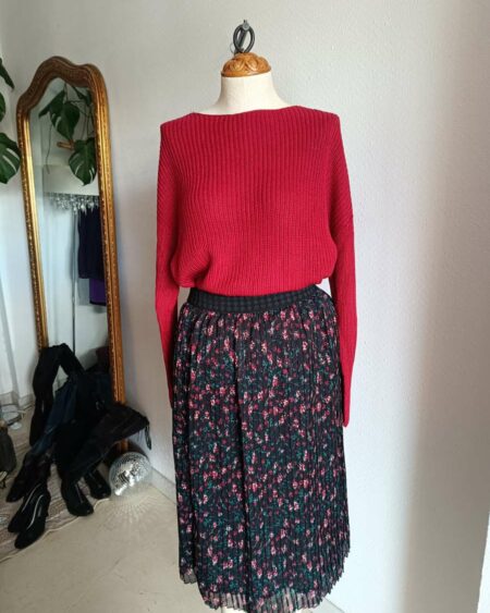 Jupe midi plissée à fleurs